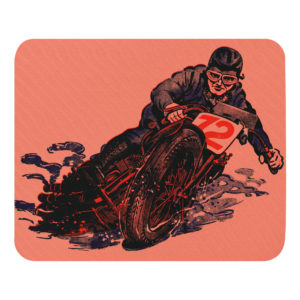 Vintage Flat Track Motorcycle Racer Artwork Mousepad 1950s