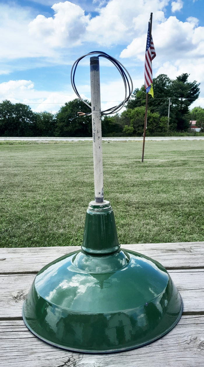 Vintage Original Porcelain 18" Farm Barn Industrial Light Gas Station #4