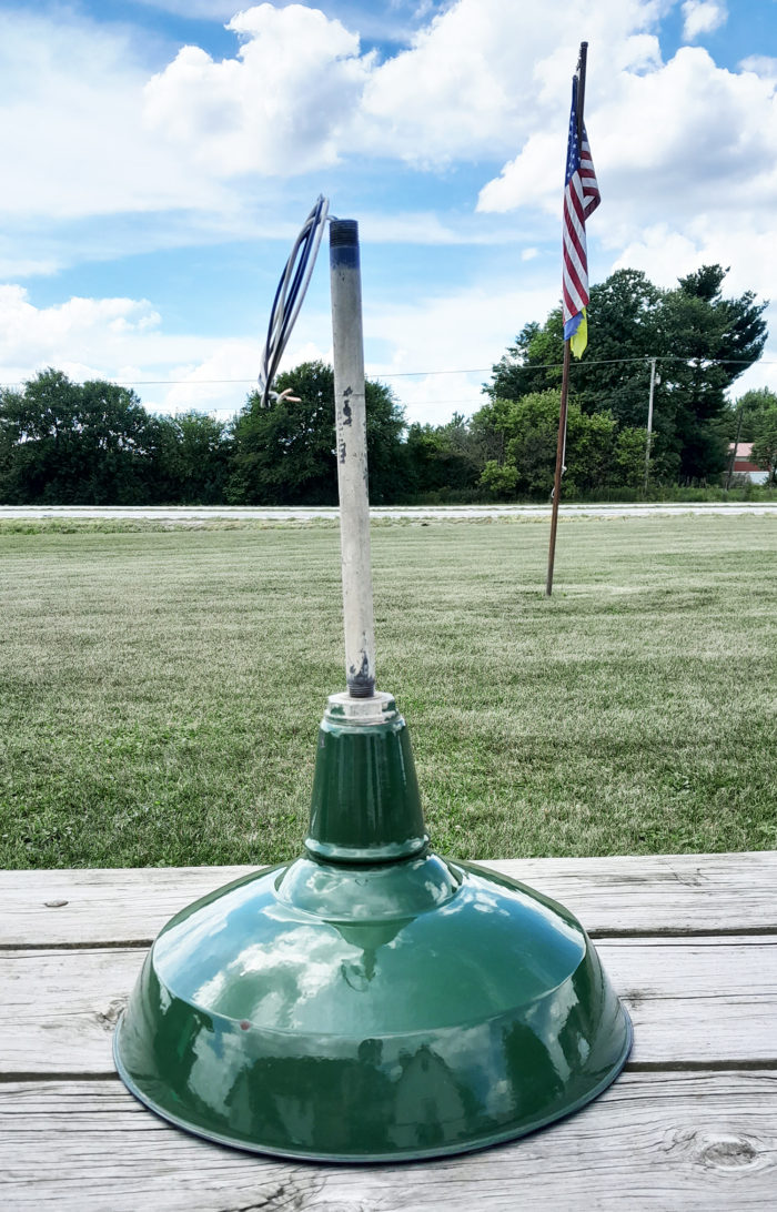 Vintage Original Porcelain 18" Farm Barn Industrial Light Gas Station #4 - Image 2