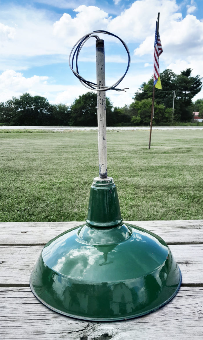 Vintage Original Porcelain 18" Farm Barn Industrial Light Gas Station #4 - Image 3