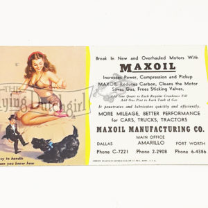 Vintage 1940s-50s Pin Up Advertising Blotter Card  Max Oil Manufacturing