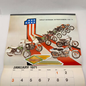 ORIG HARLEY 1971 NEW MODEL WALL CALENDAR, SHOVELHEAD – KNUCKLEHEAD