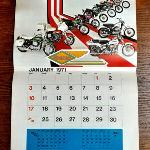 ORIG HARLEY 1971 NEW MODEL WALL CALENDAR, SHOVELHEAD – KNUCKLEHEAD