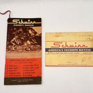 Authentic Original 1969 Schwinn Continental Owners Manual and Price Tag