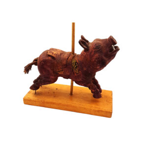 Vintage Hand-carved Carousel Pig on Stand – Unique Collectible