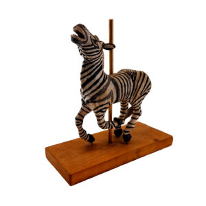 Vintage Hand-carved Carousel Zebra on Stand – Unique Collectible