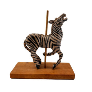 Vintage Hand-carved Carousel Zebra on Stand – Unique Collectible