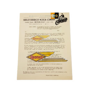 ORIGINAL HARLEY 1936 VLH FACTORY LETTERHEAD (FORM LETTER) – KNUCKLEHEAD