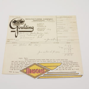 ORIGINAL HARLEY 1940 GOULDING SALE RECEIPT (SHOP DIE) – KNUCKLEHEAD