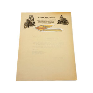 ORIGINAL HARLEY 1933 HARRY MOLENAAR (1st DEALERSHIP LETTERHEAD) -VL, KNUCKLEHEAD