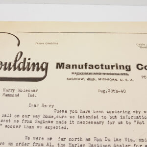 ORIGINAL HARLEY 1940 GOULDING LETTERHEAD (ENTICEMENT LETTER) – KNUCKLEHEAD