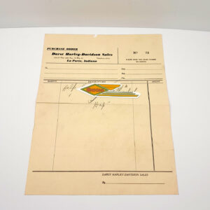 ORIGINAL HARLEY 1940’s DEALER PURCHASE ORDER (DARST H-D)- KNUCKLEHEAD