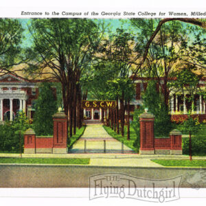 Vintage 1940’s “Entrance to Campus” Georgia State College, Linen Postcard