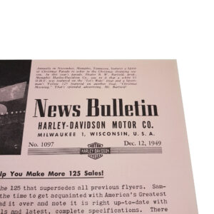 ORIGINAL HARLEY DEALER 1949 NEWS BULLETIN #1097 – PANHEAD, KNUCKLEHEAD