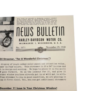 ORIGINAL HARLEY DEALER 1948 NEWS BULLETIN #1071 – PANHEAD, KNUCKLEHEAD