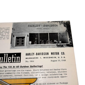 ORIGINAL HARLEY DEALER 1948 NEWS BULLETIN #1064 – PANHEAD, KNUCKLEHEAD