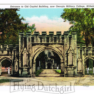 Vintage 1940’s “Entrance Old Capital Building” Milledgeville, Ga. Linen Postcard