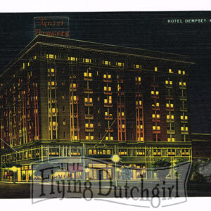 Vintage 1940’s “Dempsey Hotel at night”  Macon, Ga. Linen Postcard