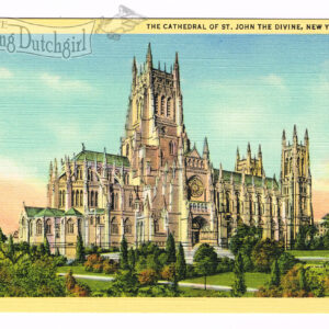 Vintage 1940’s “St. John Cathedral” New York City. Linen Postcard