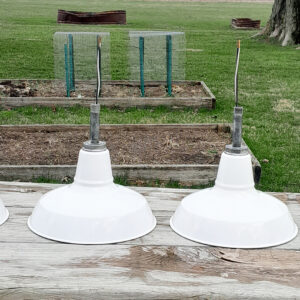 4 Vintage Original Porcelain 12″ Farm Barn Industrial Light Gas Station #10