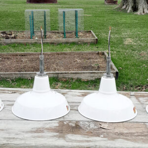 4 Vintage Original Porcelain 12″ Farm Barn Industrial Light Gas Station #10