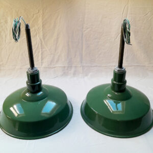 2 Vintage Original Porcelain 16″ Farm Barn Industrial Light Gas Station #12