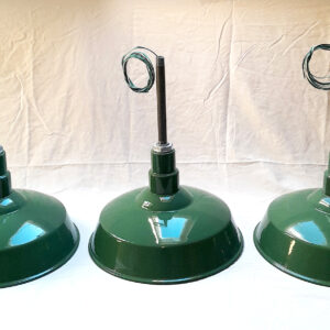 3 Vintage Original Porcelain 16″ Farm Barn Industrial Light Gas Station #11