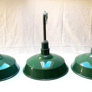 3 Vintage Original Porcelain 16″ Farm Barn Industrial Light Gas Station #11