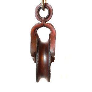 Petite Antique Cast Iron Barn Pulley (Myers?)- Wood Wheel (63)