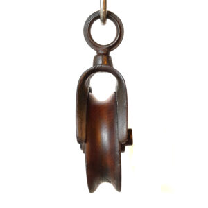 Large Antique Cast Iron Meyers Barn Pulley, REZUY – Wood Wheel (064)