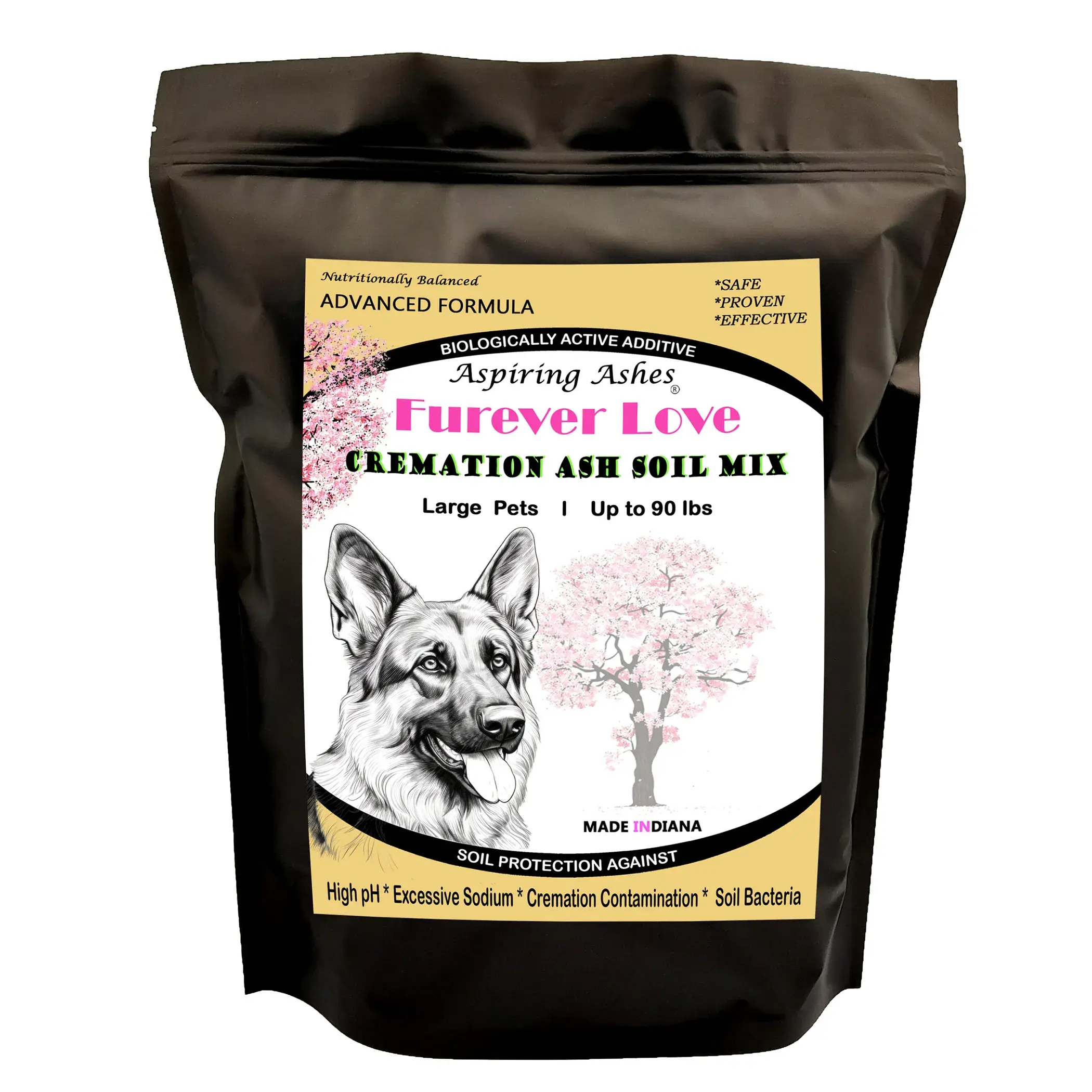 Create a Pet Memorial with an Organic Soil Cremation Mixture for planting pet ashes into Plants or Trees. Environmentally friendly and eco-conscoius manner. Pets 61 to 90 pounds
