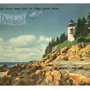 Vintage Linen Postcard – 1930’s  “Bass Harbor Head Light”  Desert Island, Maine.