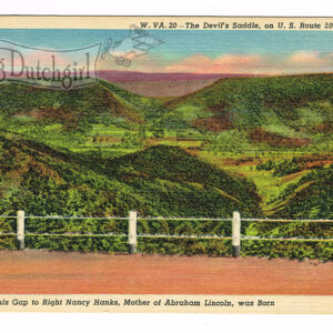 Vintage Linen Postcard – 1930’s  “Devil’s Saddle” Route 50,  W. Va.