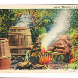 Vintage Linen Postcard – 1930’s  Making “Moonshine” in Kentucky