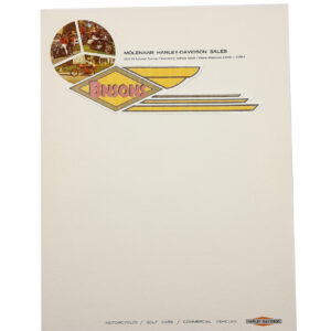 ORIGINAL HARLEY 1960’s DEALER LETTERHEAD (MOLENAAR H-D) -SHOVELHEAD, KNUCKLEHEA