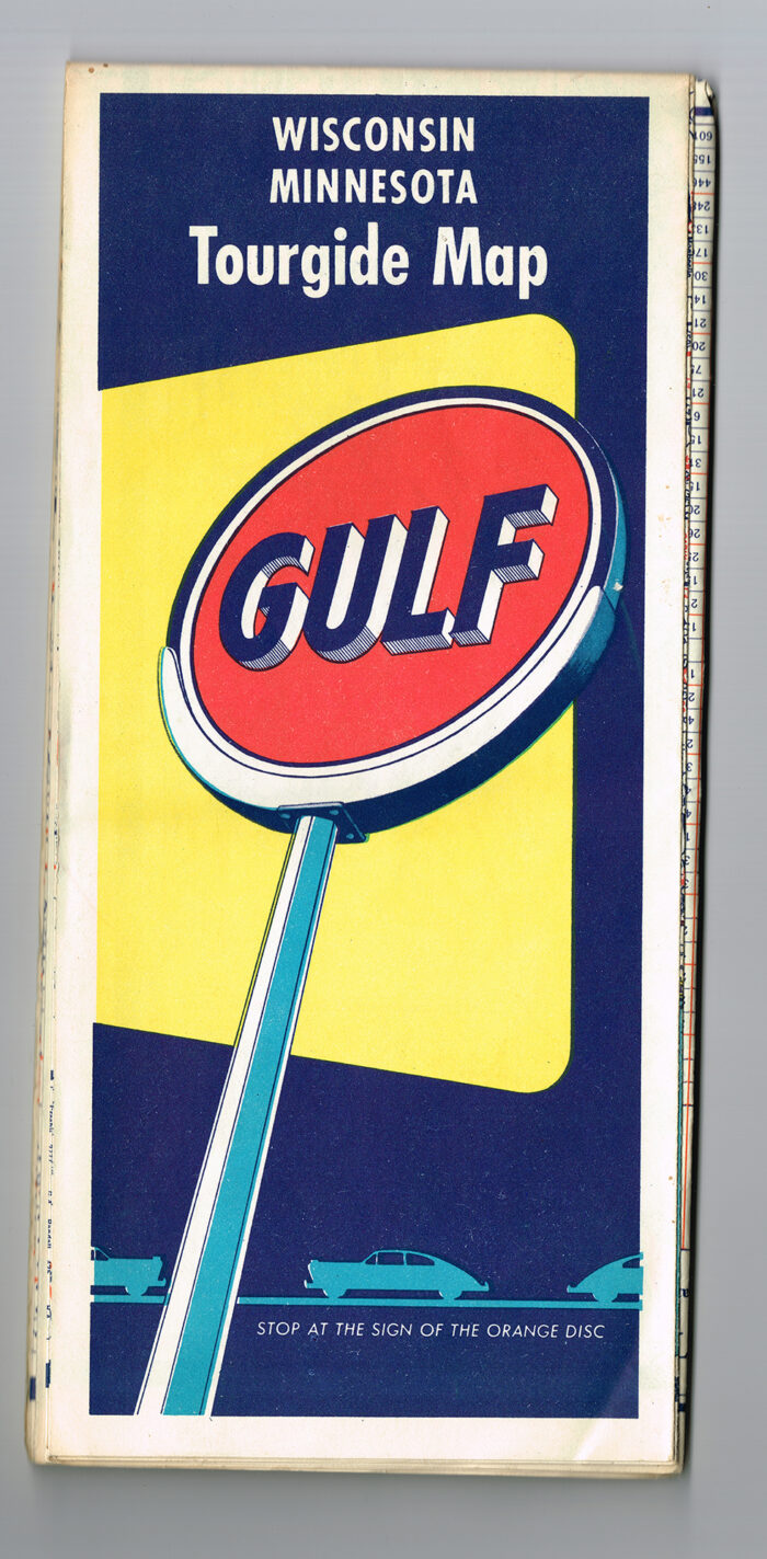 Vintage 1950s ' Gulf Gas ' Wisconsin - Minnesota Tourgide Road Map