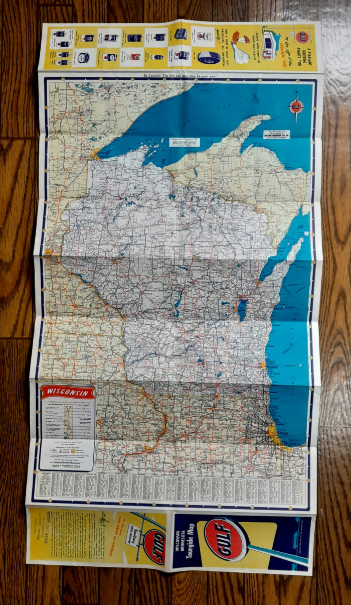 Vintage 1950s ' Gulf Gas ' Wisconsin - Minnesota Tourgide Road Map - Image 3