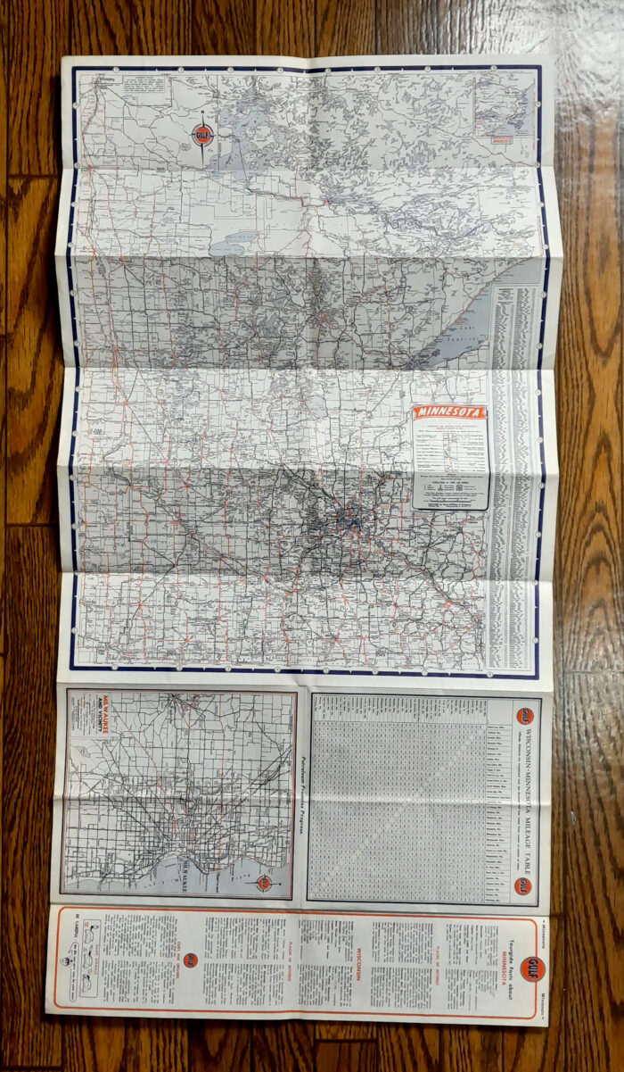 Vintage 1950s ' Gulf Gas ' Wisconsin - Minnesota Tourgide Road Map - Image 4