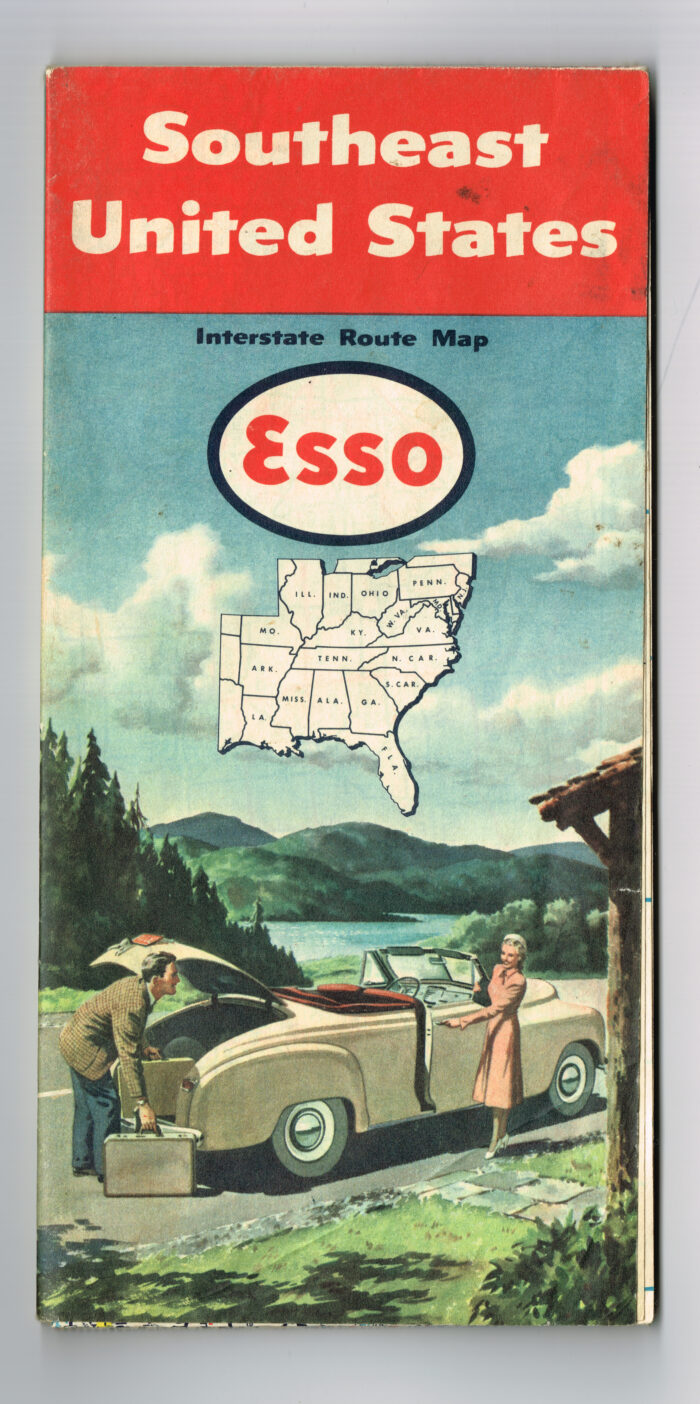 Vintage 1951 'Esso Gasoline' Southeast United States Interstate Route Map