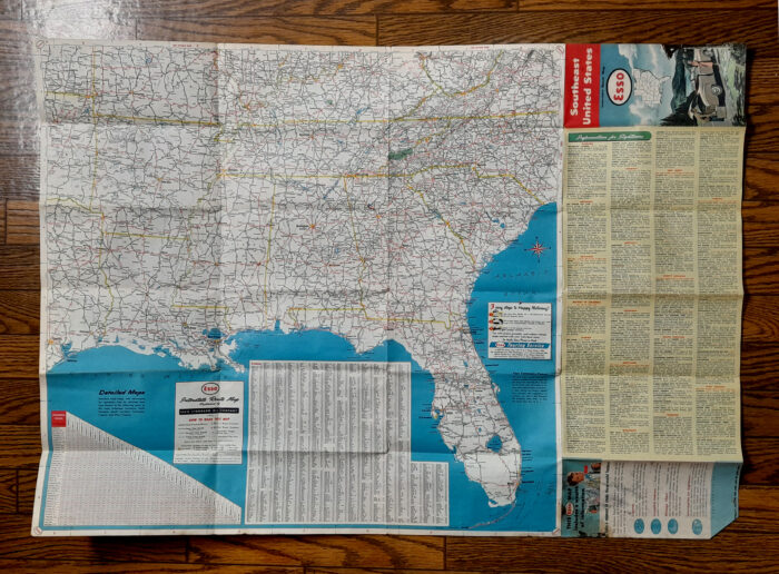 Vintage 1951 'Esso Gasoline' Southeast United States Interstate Route Map - Image 3