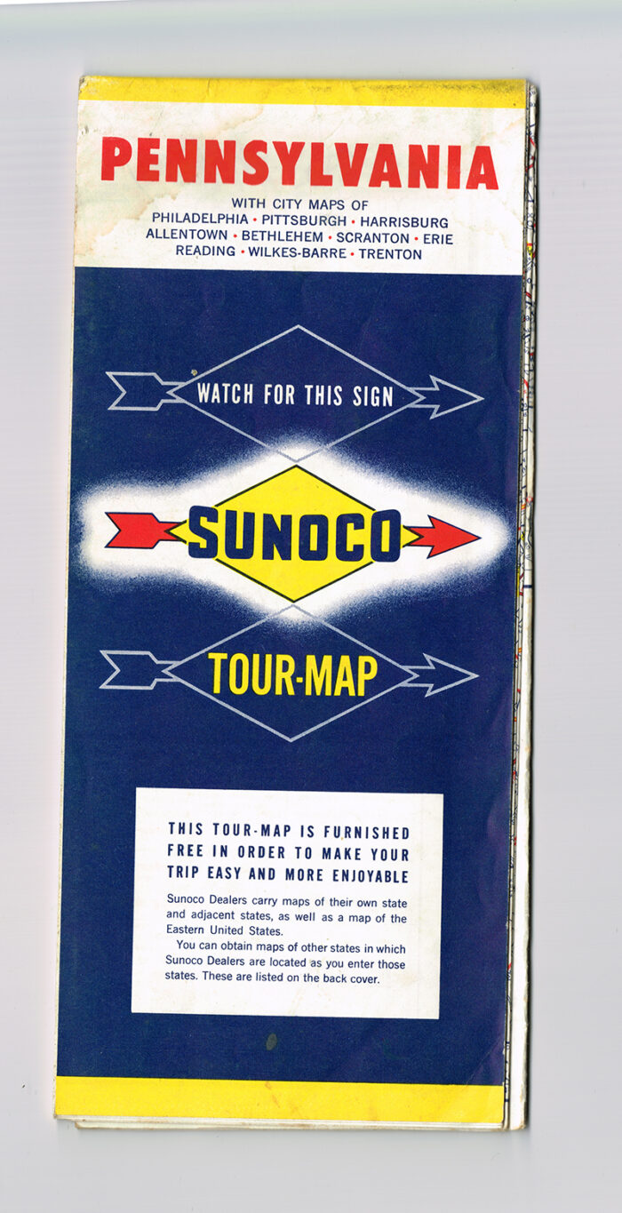 Vintage 1970 ' Sunoco Gas ' Pennsylvania Tour Map