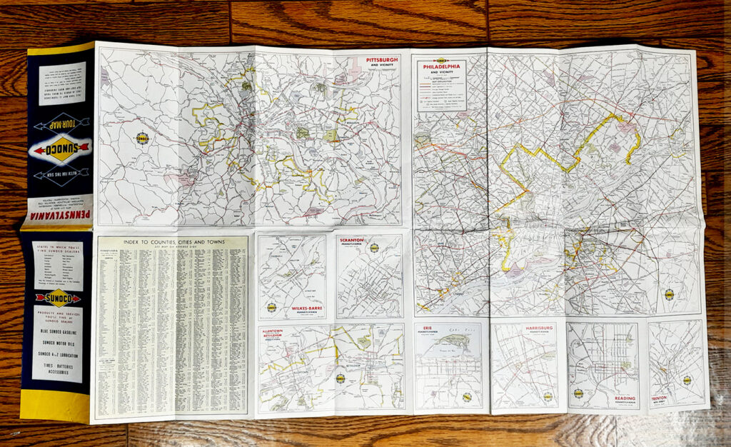 Vintage 1970 ‘ Sunoco Gas ‘ Pennsylvania Tour Map – The Flying Dutchgirl