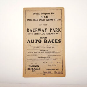 Vintage 1940 Raceway Park Midget Auto Races Program