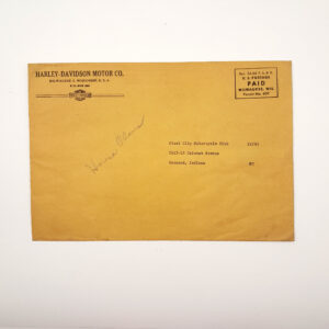 Original Vintage 1945 Harley-Davidson “Steel City M/C” Shipping Envelope