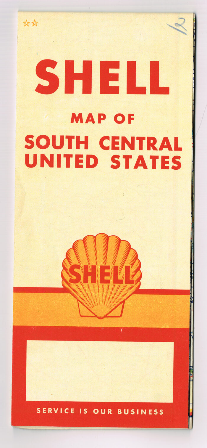 Vintage 1960 ' Shell Gasoline ' South Central United States Map