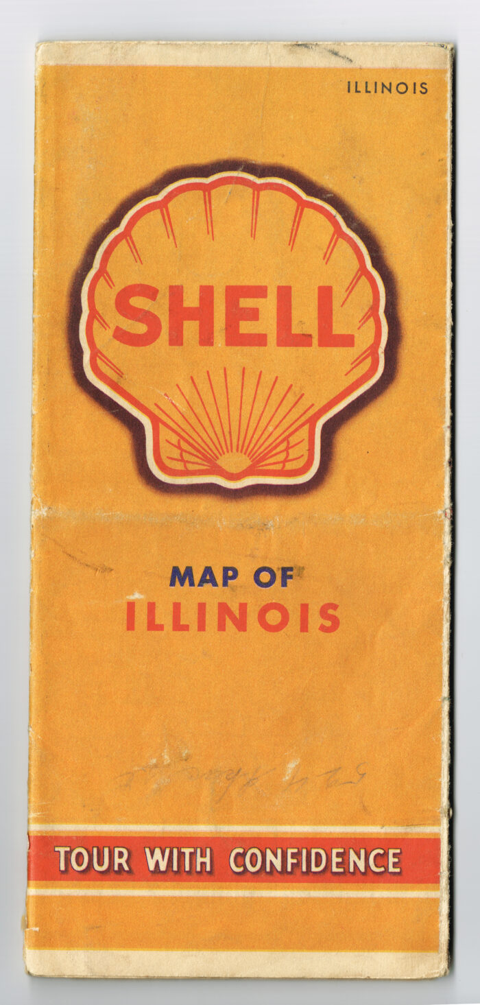 Vintage 1940 s 'Shell Gasoline ' Illinois Touring Map with Radio Log