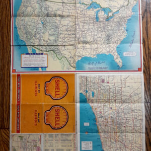 Vintage 1940 s ‘Shell Gasoline ‘ Illinois Touring Map with Radio Log