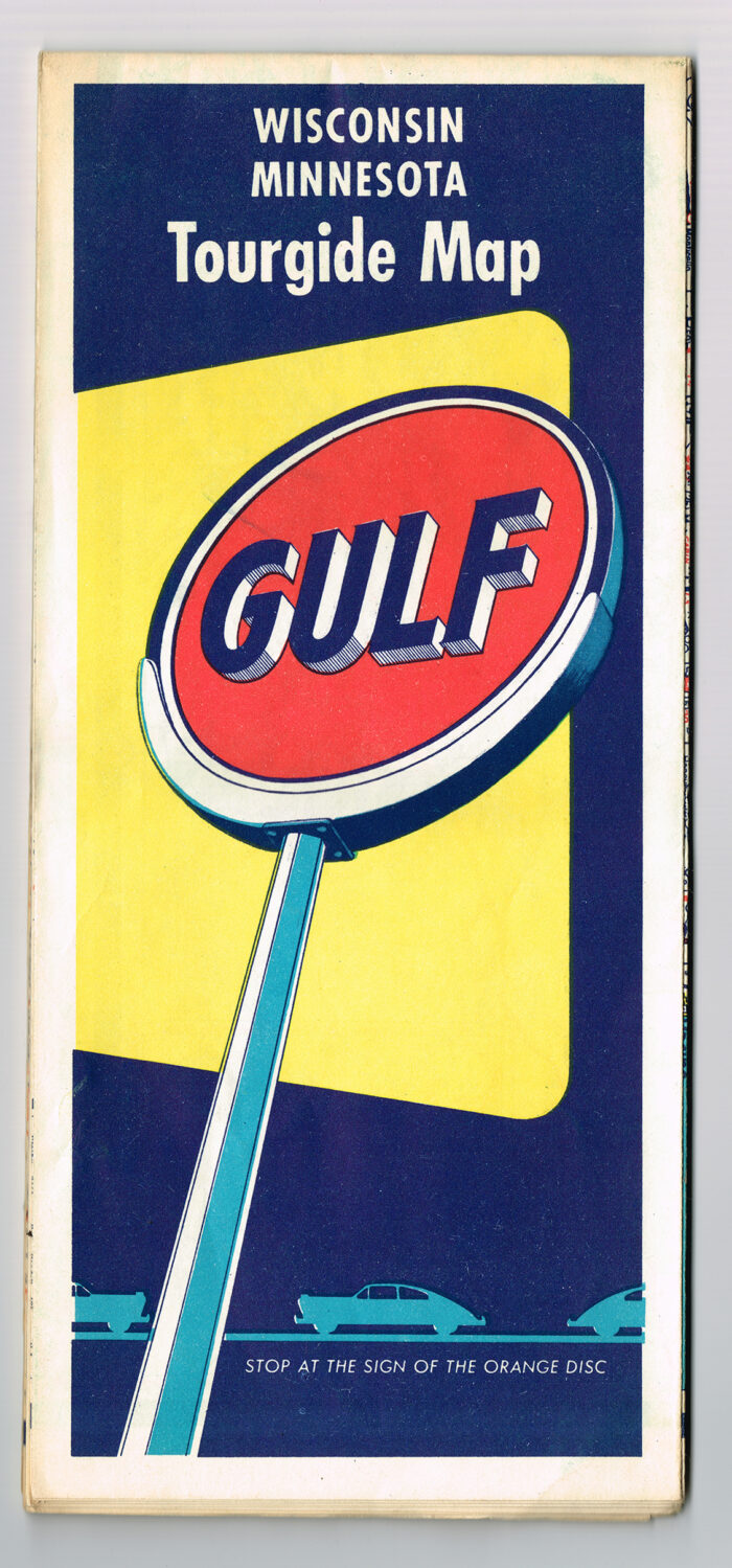 Vintage 1950s ' Gulf Gas '  Wisconsin / Minnesota Tourgide Road Map