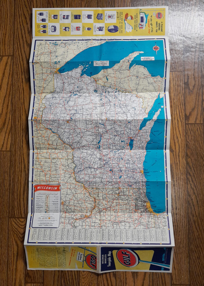 Vintage 1950s ' Gulf Gas '  Wisconsin / Minnesota Tourgide Road Map - Image 2