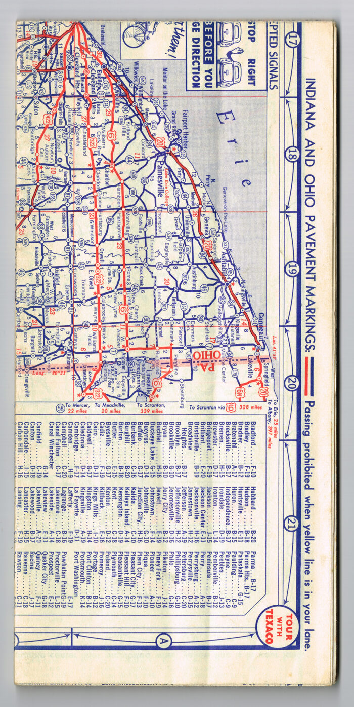 Vintage 1953 'Texaco' Touring Map Indiana - Ohio with Michigan Ferry Schedules - Image 4